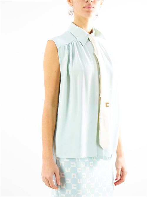 Flared blouse in viscose georgette fabric with lettering tie Elisabetta Franchi ELISABETTA FRANCHI |  | CA03941E2BV9